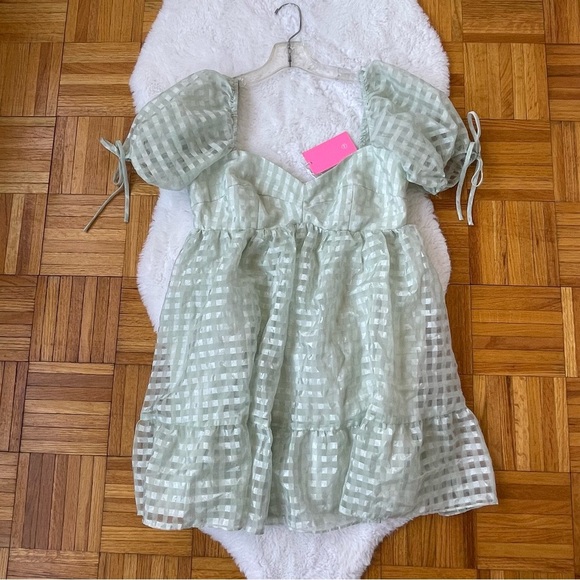 AMANDA UPRICHARD Dress Woman’s babydoll seafoam girlcore Coquette Size Large - Picture 6 of 9